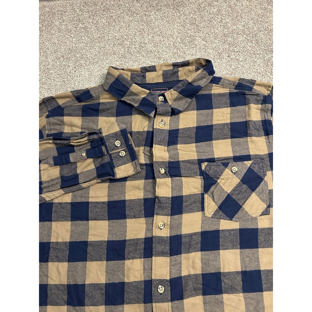Boulder Creek Shirt Mens 4XL Tall Blue Tan Excellent Plaid Flannel Button Down